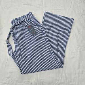 Rewind Blue and White Striped Wide Leg Pants